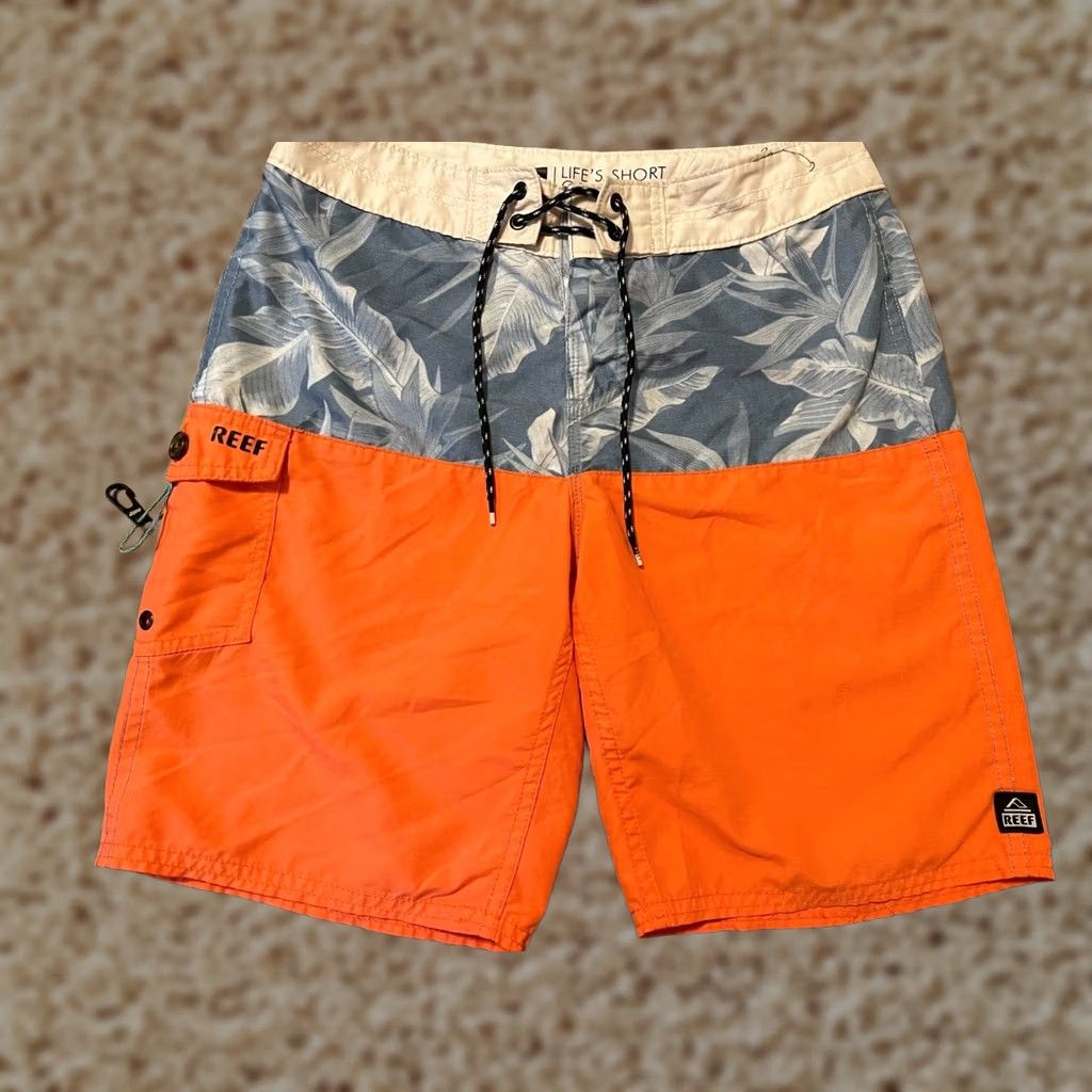 REEF Reef Board Shorts Swim Trunk Suit Wear Surf Multi-Color Floral Palm Men's 30 Size US 30 / EU 46 - 1 Thumbnail