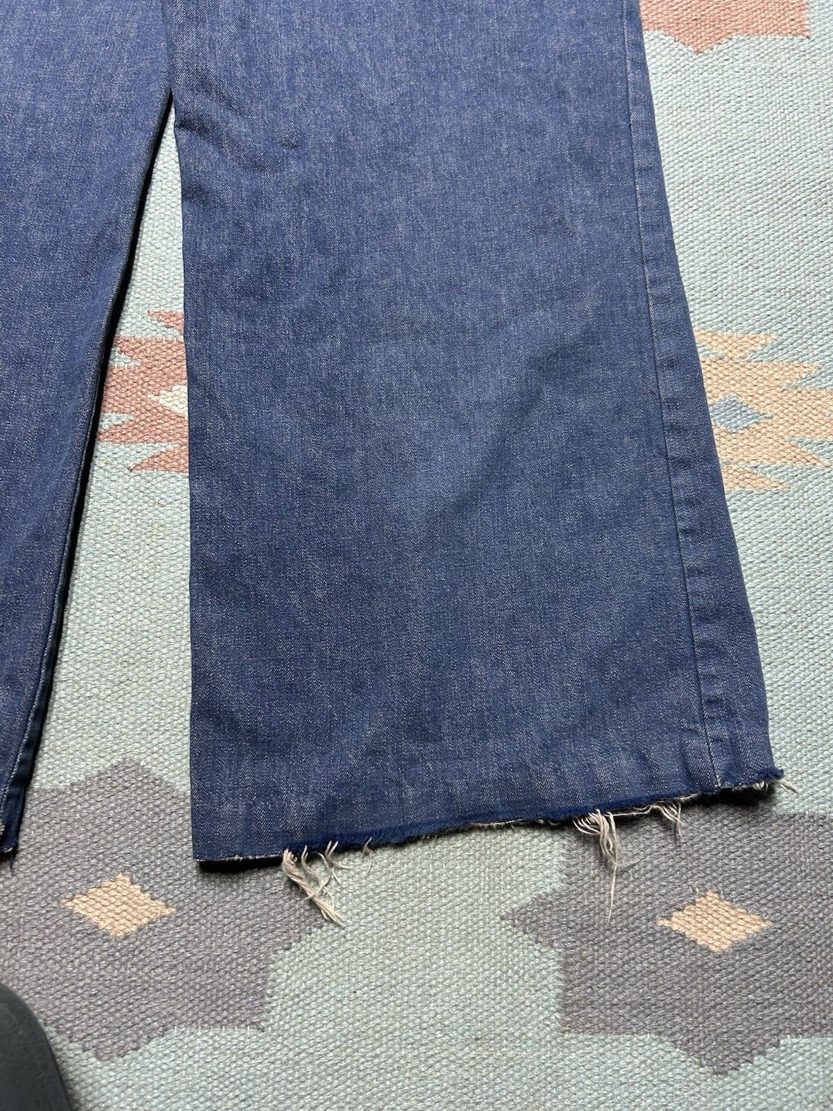 Vintage VTG 70s denim bell bottom jeans wide flare hippie dark 32x29 Size 32" / US 10 / IT 46 - 10 Thumbnail
