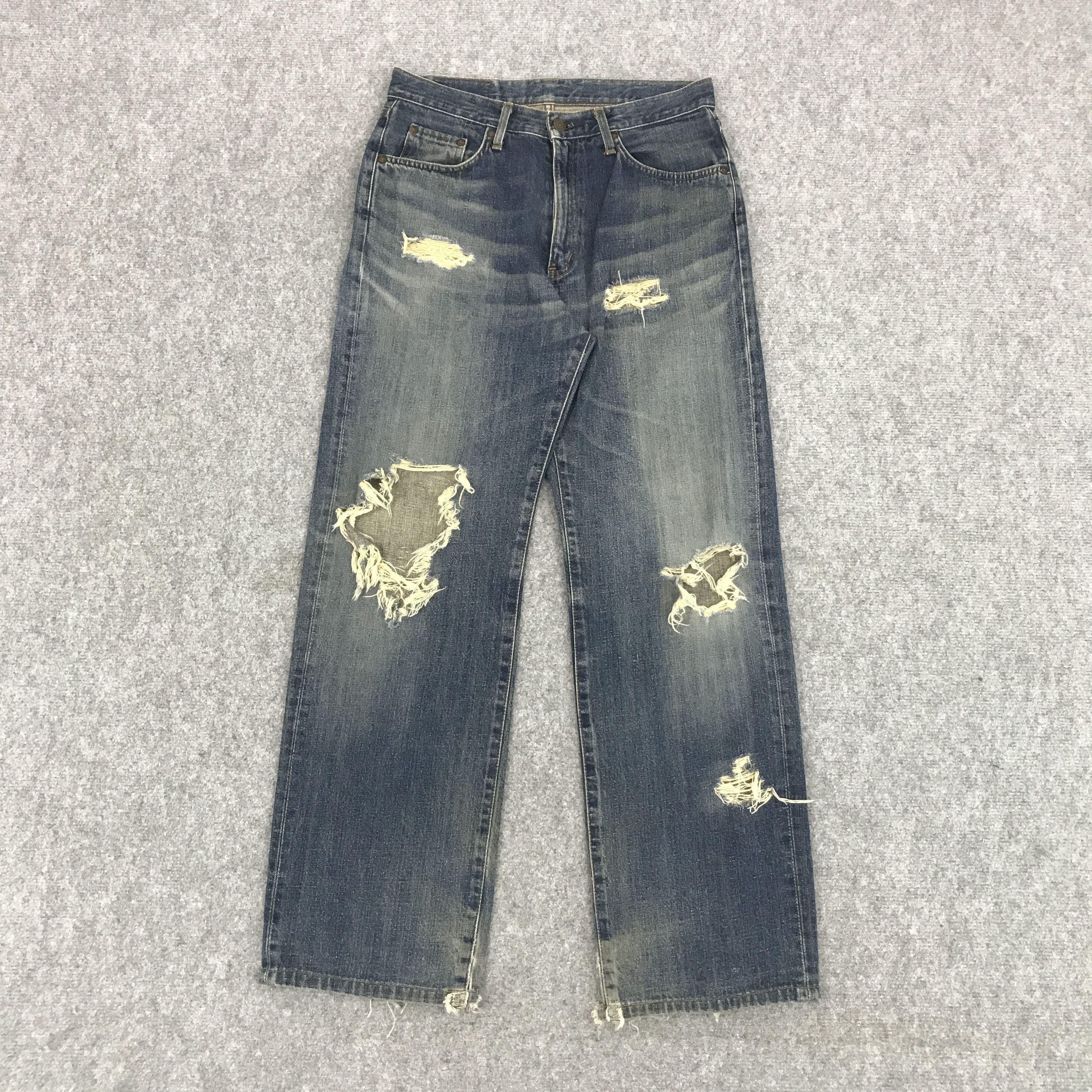 Edwin × Japanese Brand JAPAN EDWIN RIPPED DISTRESSED DENIM JEANS PANTS Size US 30 / EU 46 - 1 Thumbnail