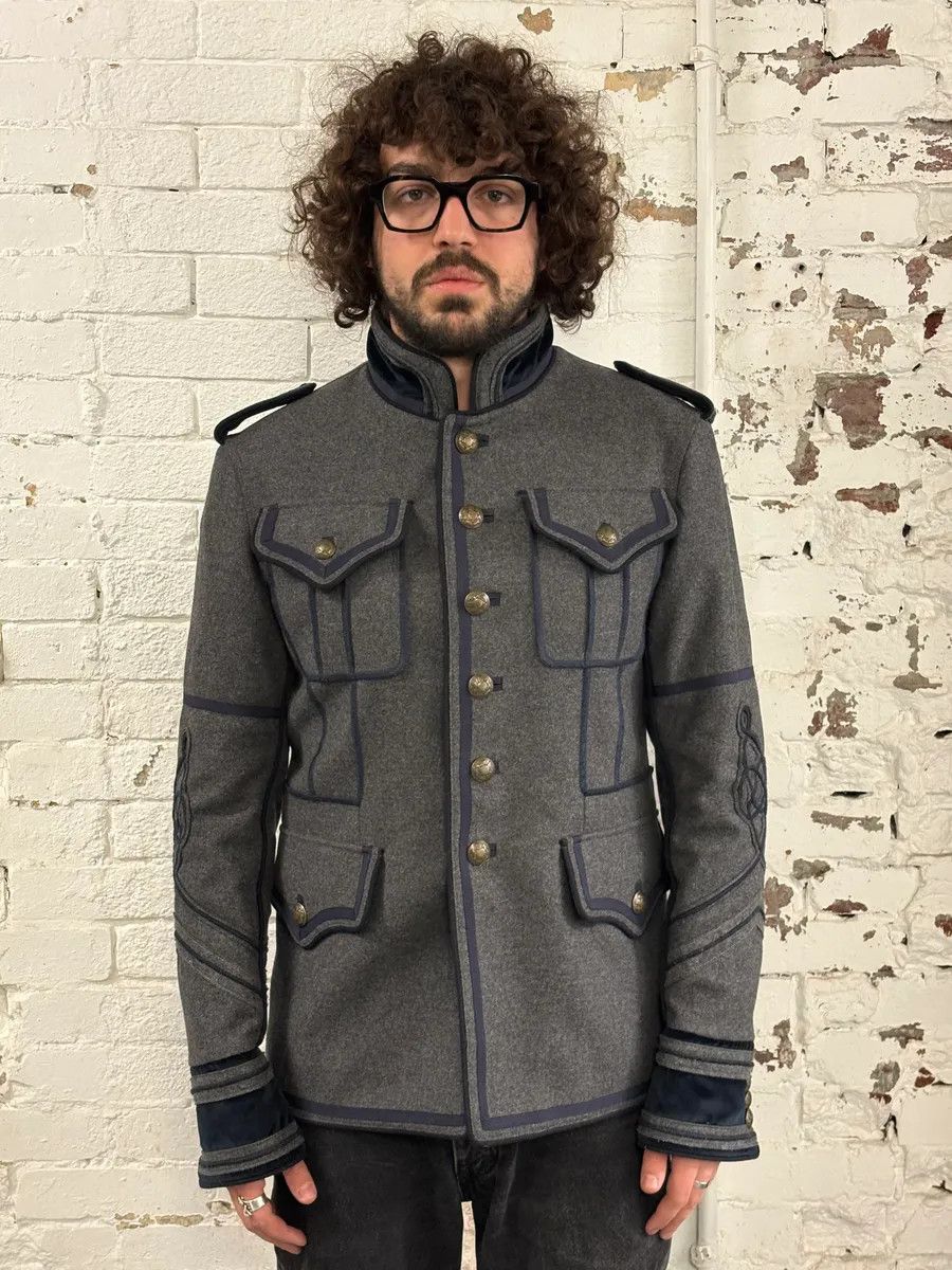 Dolce & Gabbana AW2009 Dolce & Gabbana Grey & Navy Napoleon Officer Wool Jacket Size 42R - 3 Thumbnail