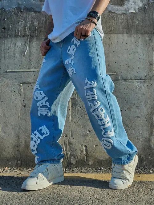 Jean DRIP denim jeans Y2K Straight RAP Size US 34 / EU 50 - 4 Thumbnail