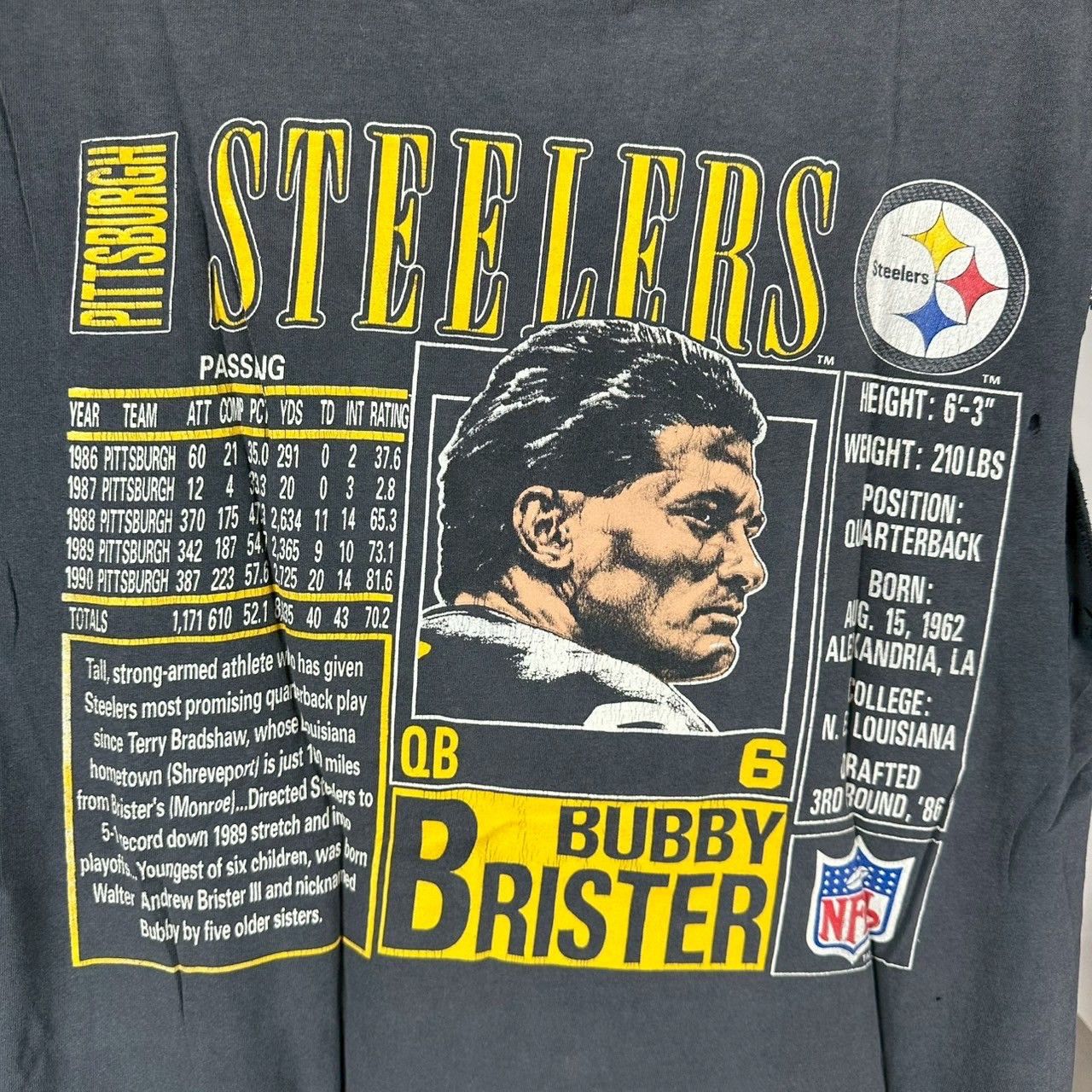 Vintage 90s Bubby Brister Pittsburgh Steelers NFL Cut Sleeves Tee Size US L / EU 52-54 / 3 - 4 Thumbnail