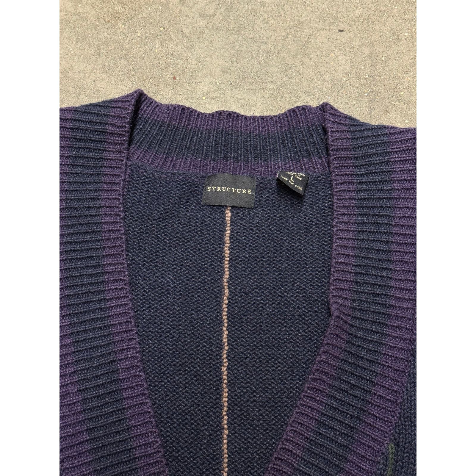 Vintage Vintage 90s/Y2K Structure Striped Cardigan Sweater Size L / US 10 / IT 46 - 3 Thumbnail