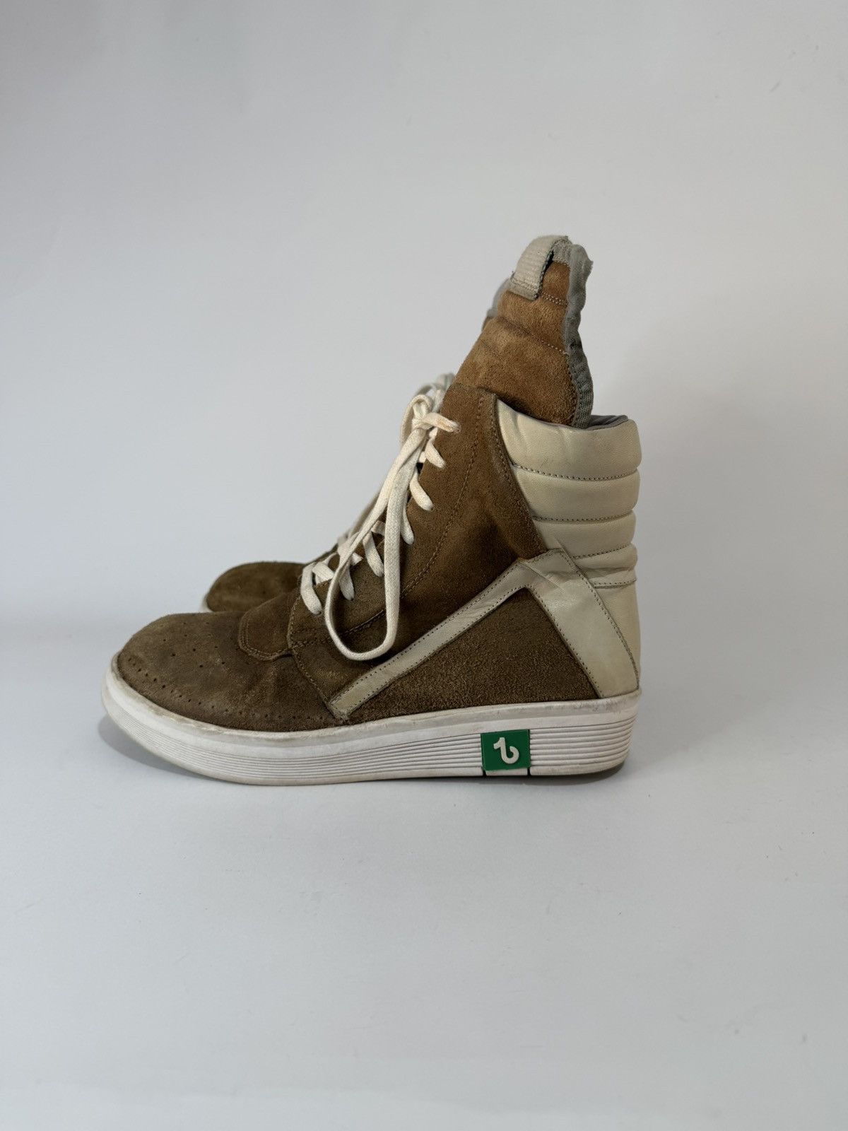 Rick Owens Rick Owens Women's Suede Geobasket Sneakers in Brown/Milk Size US 7 / IT 37 - 3 Thumbnail