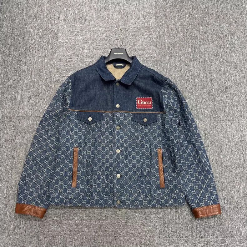 Gucci Full-print old-fashioned denim jacket 2505-Nextarrow