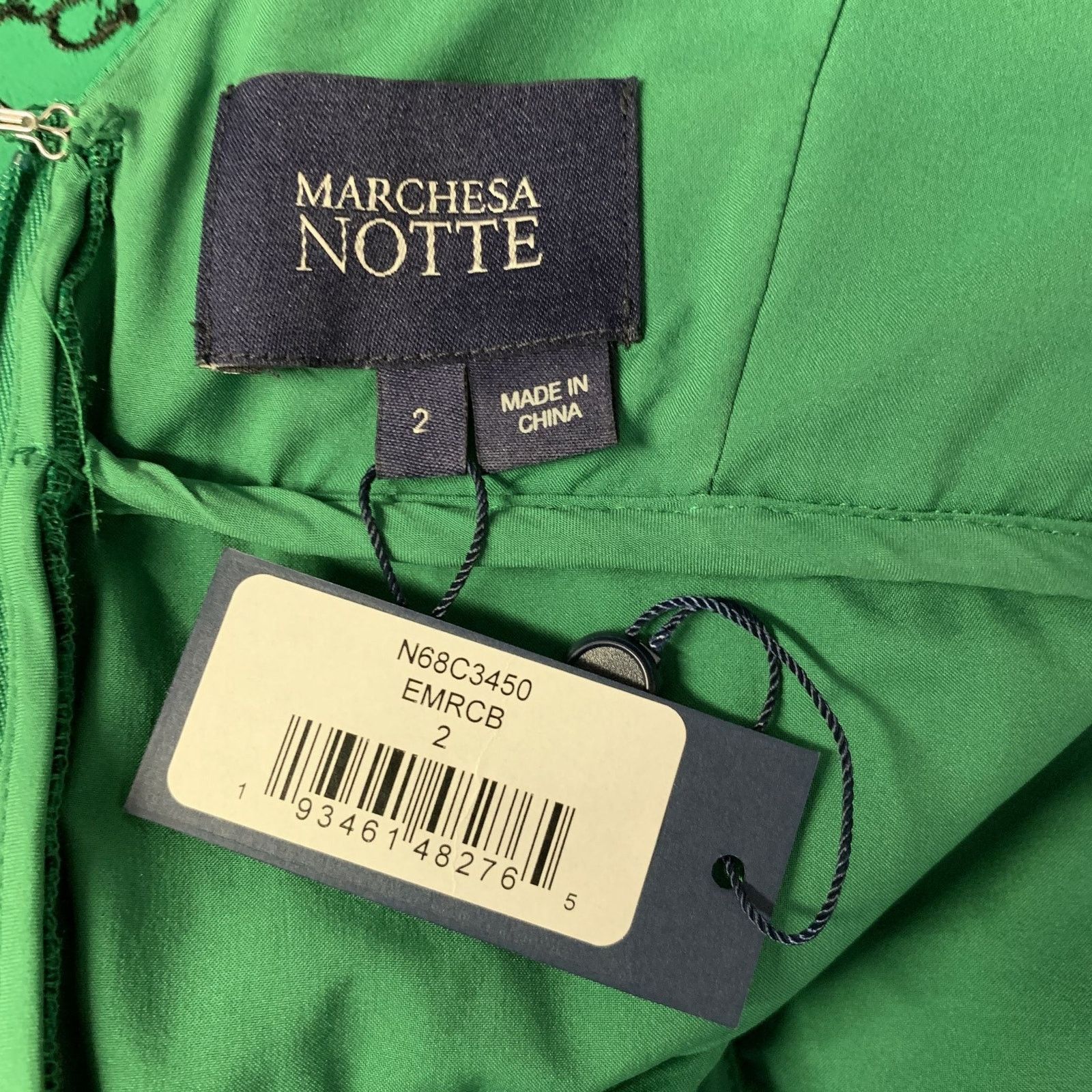 Marchesa MARCHESA Green Black Polyester Floral Bubble Hem Dress Size XS / US 0-2 / IT 36-38 - 4 Thumbnail