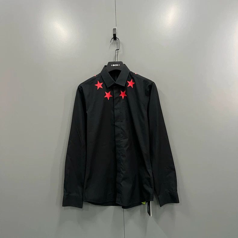 Givenchy Black Star Collar Long Sleeve Shirt - dmc