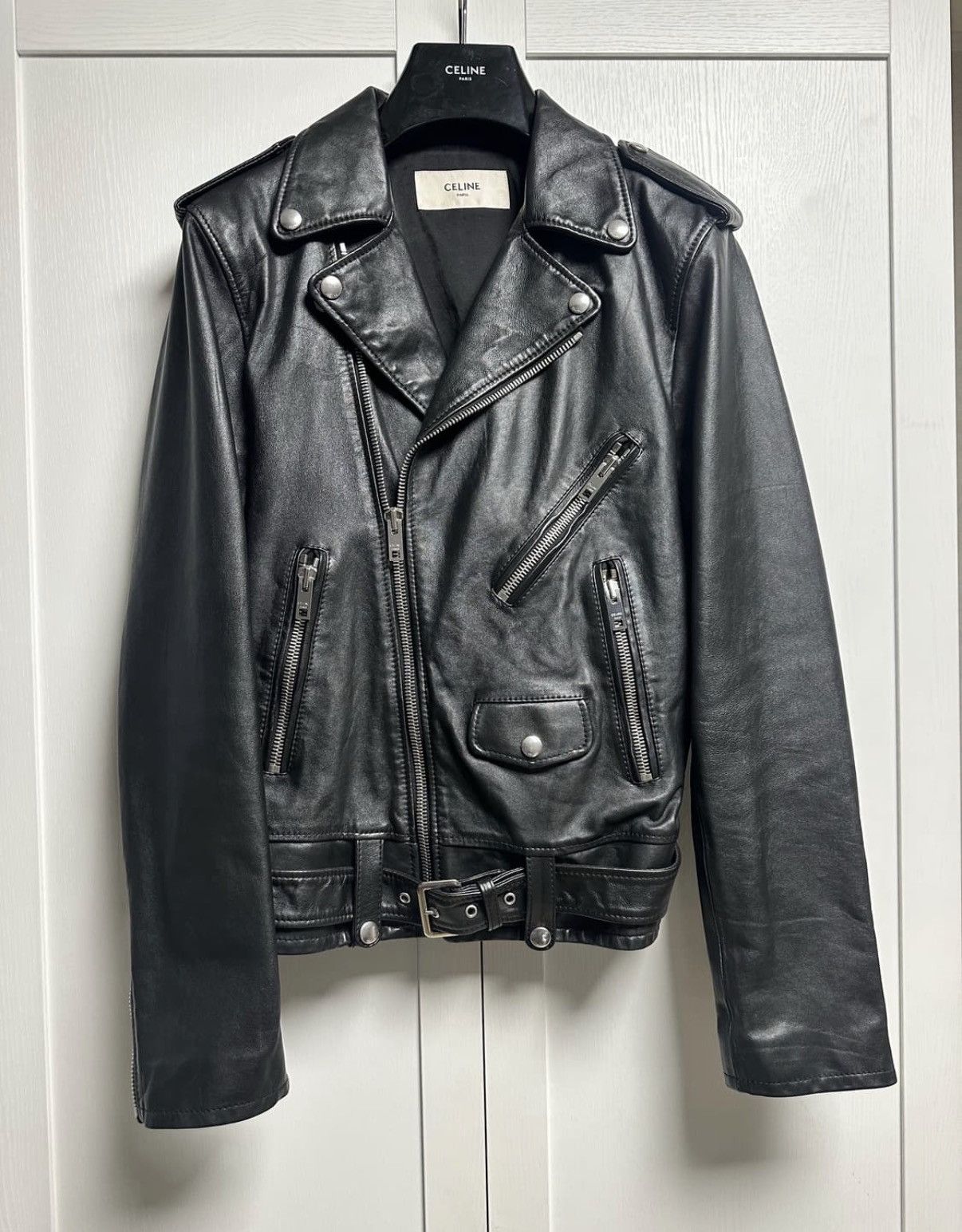 Celine × Hedi Slimane 19SS Rhinestones Leather Jacket sz44 | Grailed