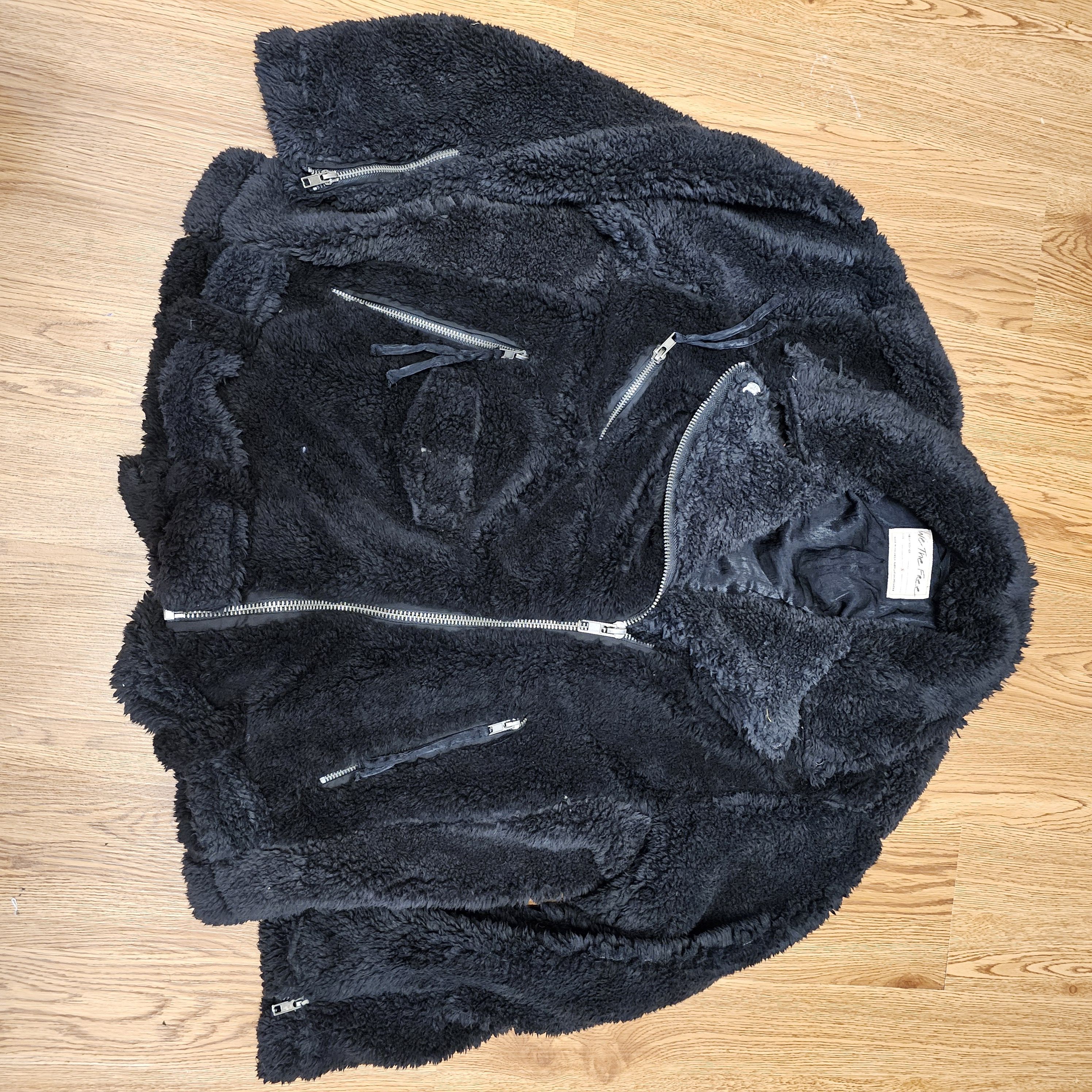 image of Free People x Le Grande Bleu L G B We The Free Boa Fleece Biker Jacket | Oversized in Black (Size S