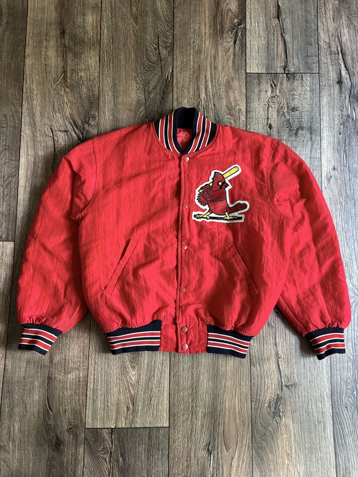 Starter St Louis Cardinals Vintage 80s Starter Satin Bomber Jacket Size US S / EU 44-46 / 1 - 1 Thumbnail