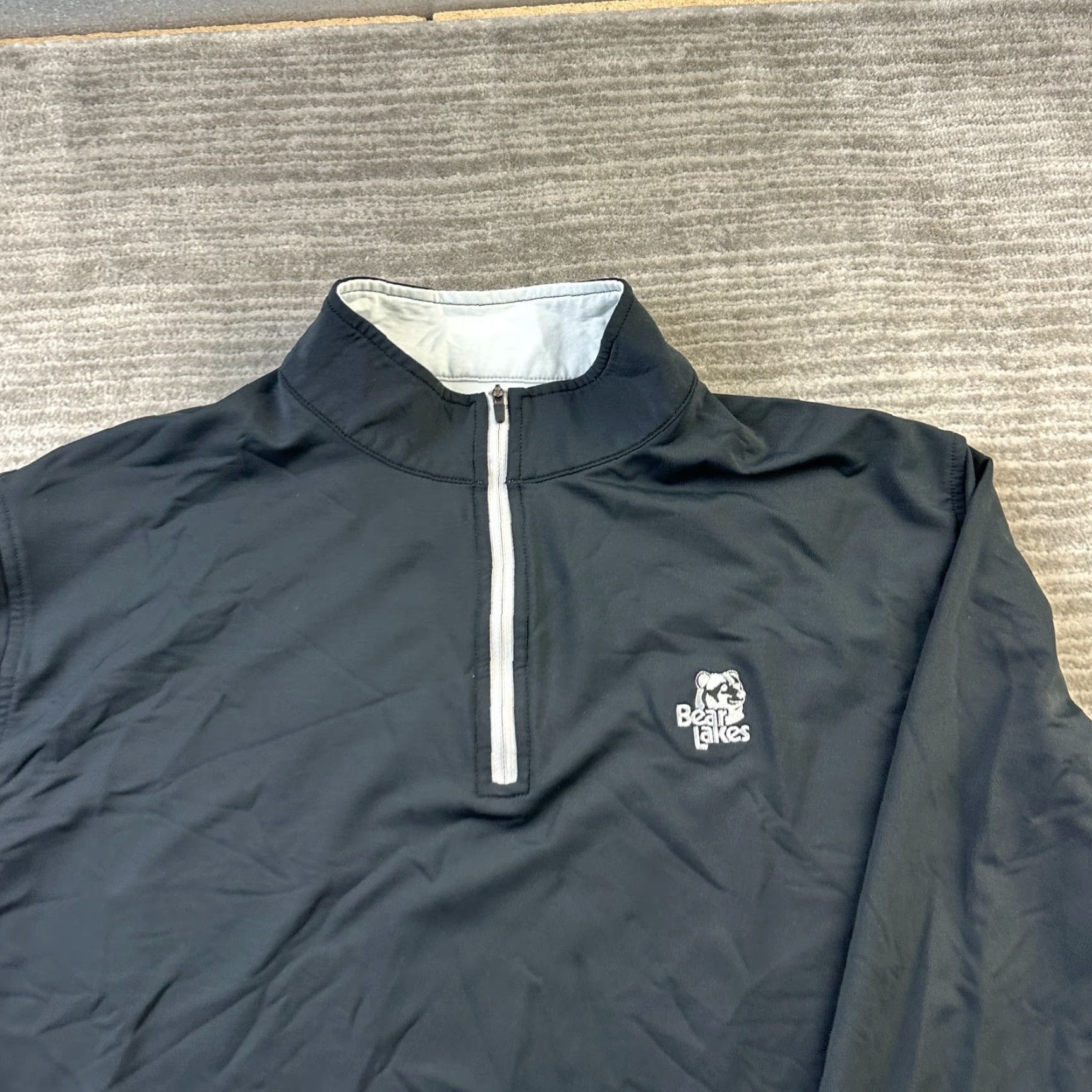 Peter Millar Sweater Mens XL Black Quarter Zip Bear Lakes CC Crown Sport Perth
