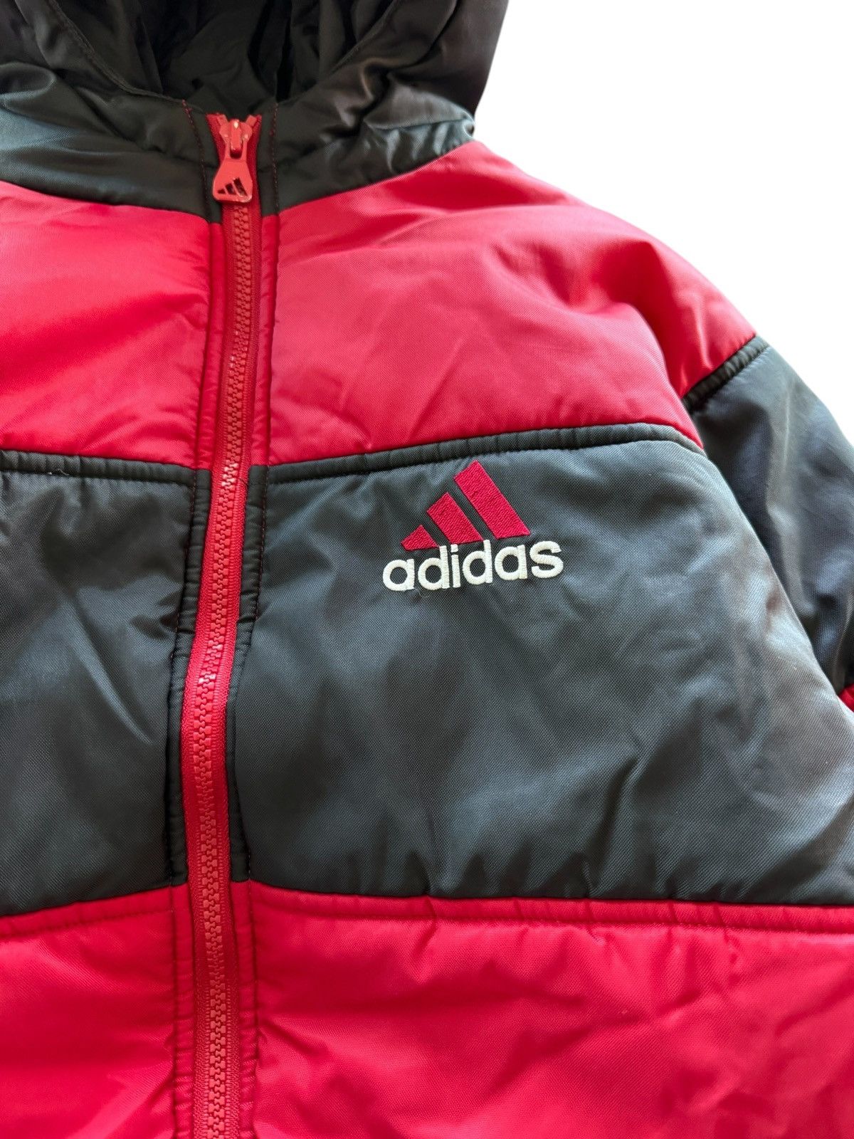 Adidas × Vintage Vintage Adidas Embroidered Double Sided Logo Puffer Hoodie Size L / US 10 / IT 46 - 2 Thumbnail