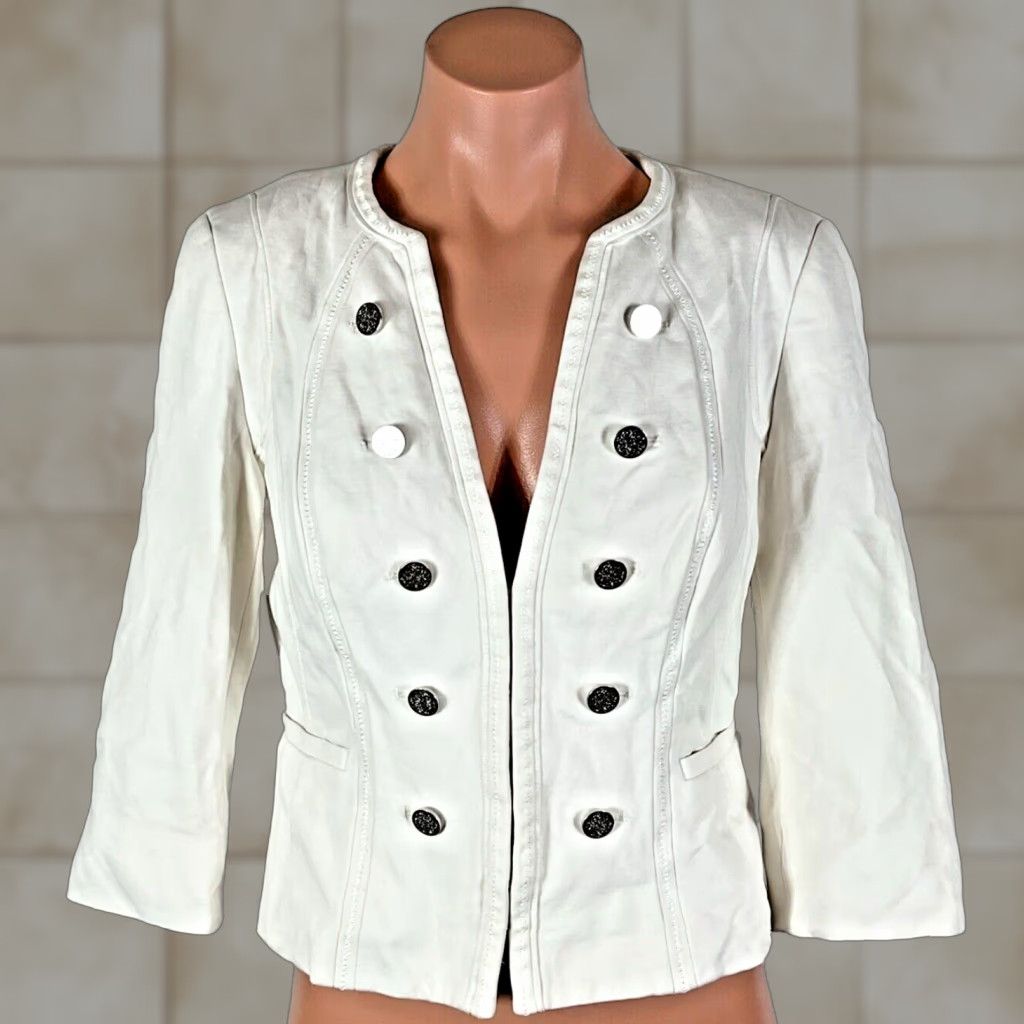 White House Black Market Womens Blazer Ivory Single-Breasted