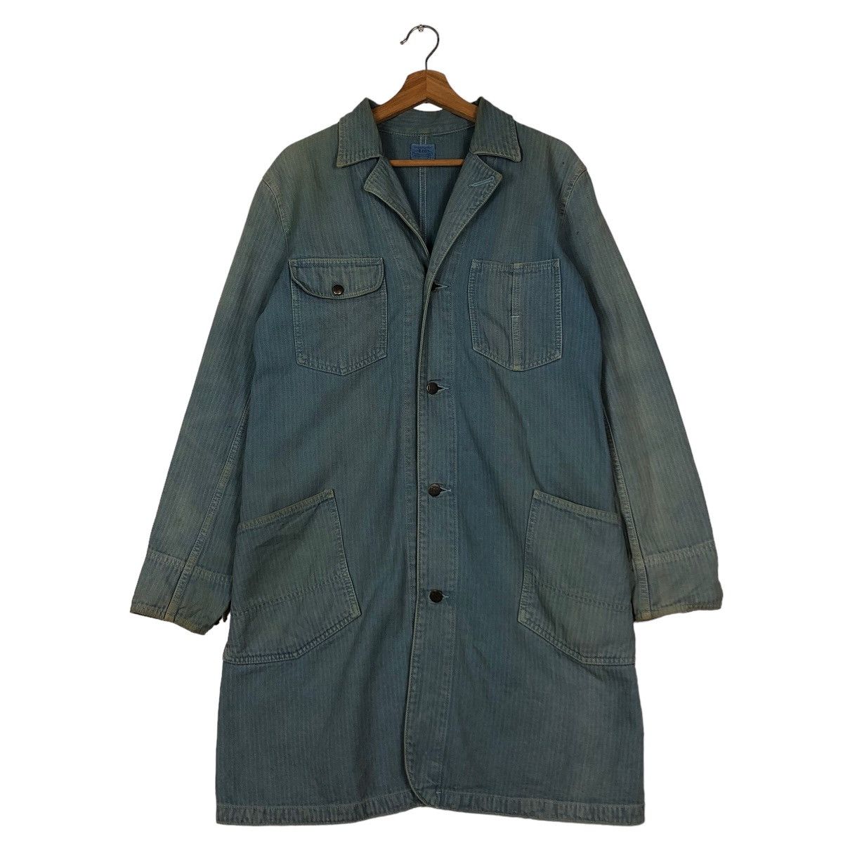 Japanese Brand 🔥Vtg Long Jacket Denim Union Made Lee USA Size US M / EU 48-50 / 2 - 1 Thumbnail