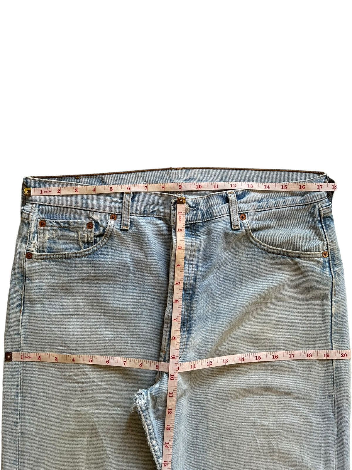 Levi's × Levi's Vintage Clothing SALES🔥Vintage 90s Levis 501 Light Wash Ripped Baggy Jeans Size US 35 - 12 Thumbnail