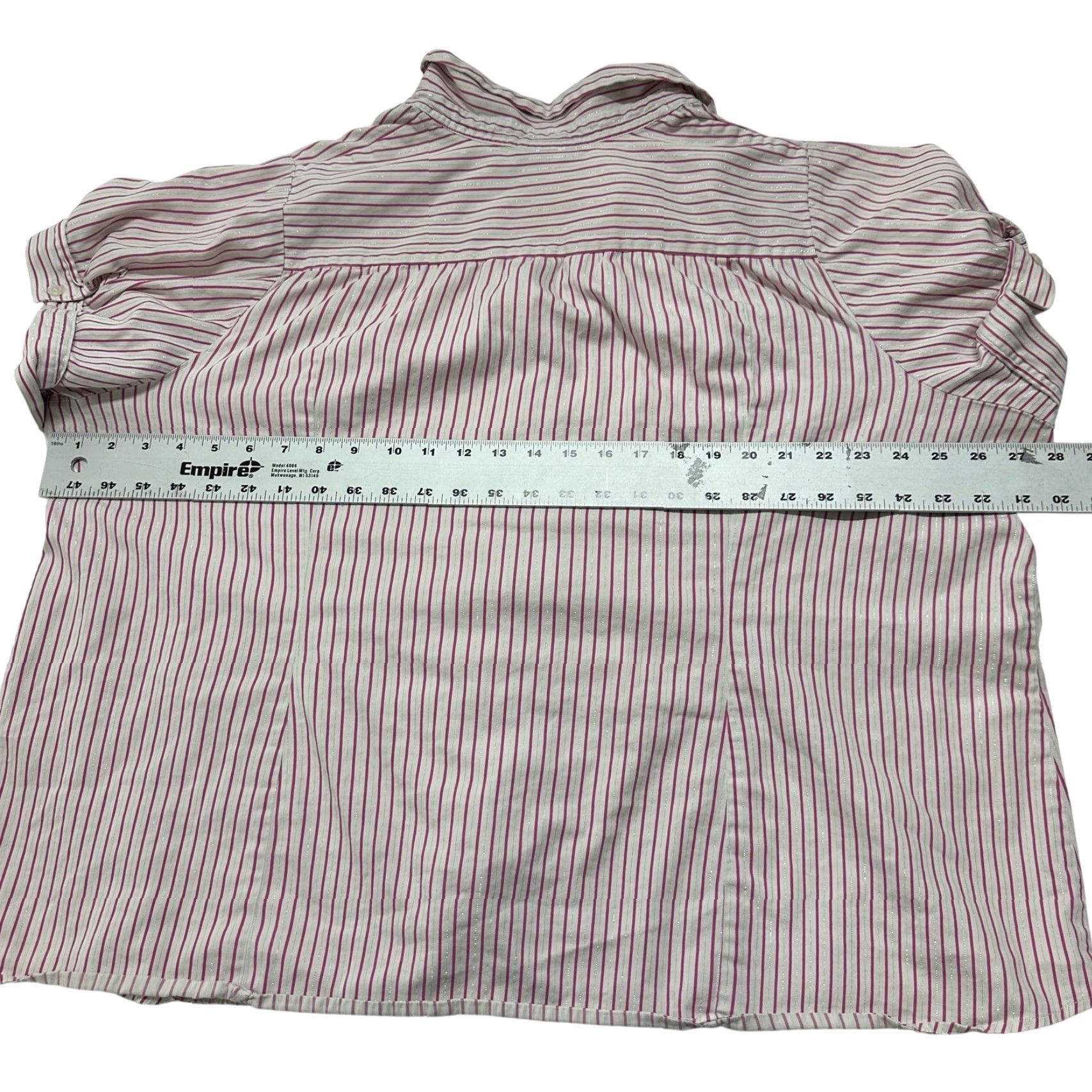 Vintage VINTAGE Lane Bryant Button Up Shirt Plus 28 Pink White Silver Striped Short Sleeves Women 28 Pink White Silver Striped Short Sleeves Green? Size 4XL / US 24-26 - 5 Thumbnail