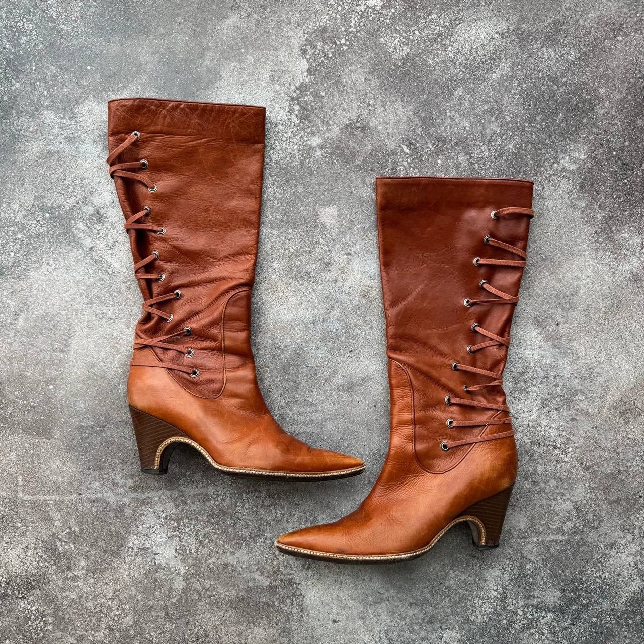 Dries Van Noten × Vintage Dries Van Noten Vero Cucio Vintage Leather Heel Boots Size US 7 / IT 37 - 5 Thumbnail