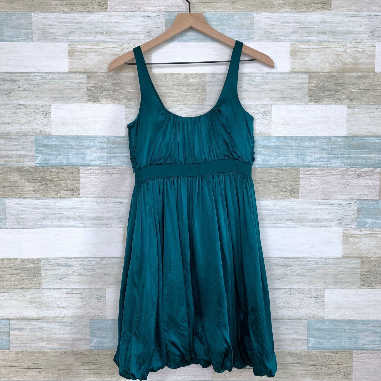 Laundry by Shelli Segal Laundry Shelli Segal Pure Silk Bubble Dress Green Mini 2 Size XS / US 0-2 / IT 36-38 - 6 Thumbnail