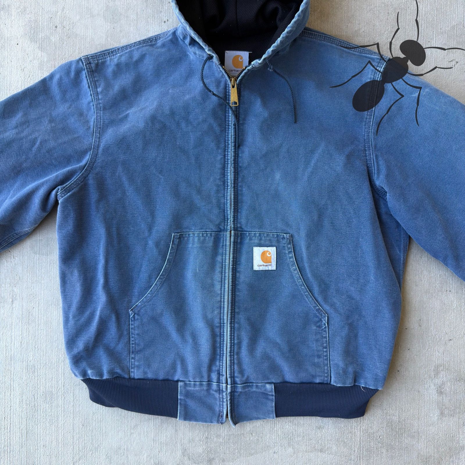 Carhartt × Vintage Vintage Carhartt J05 NVY blue hooded work wear jacket Size US L / EU 52-54 / 3 - 3 Thumbnail