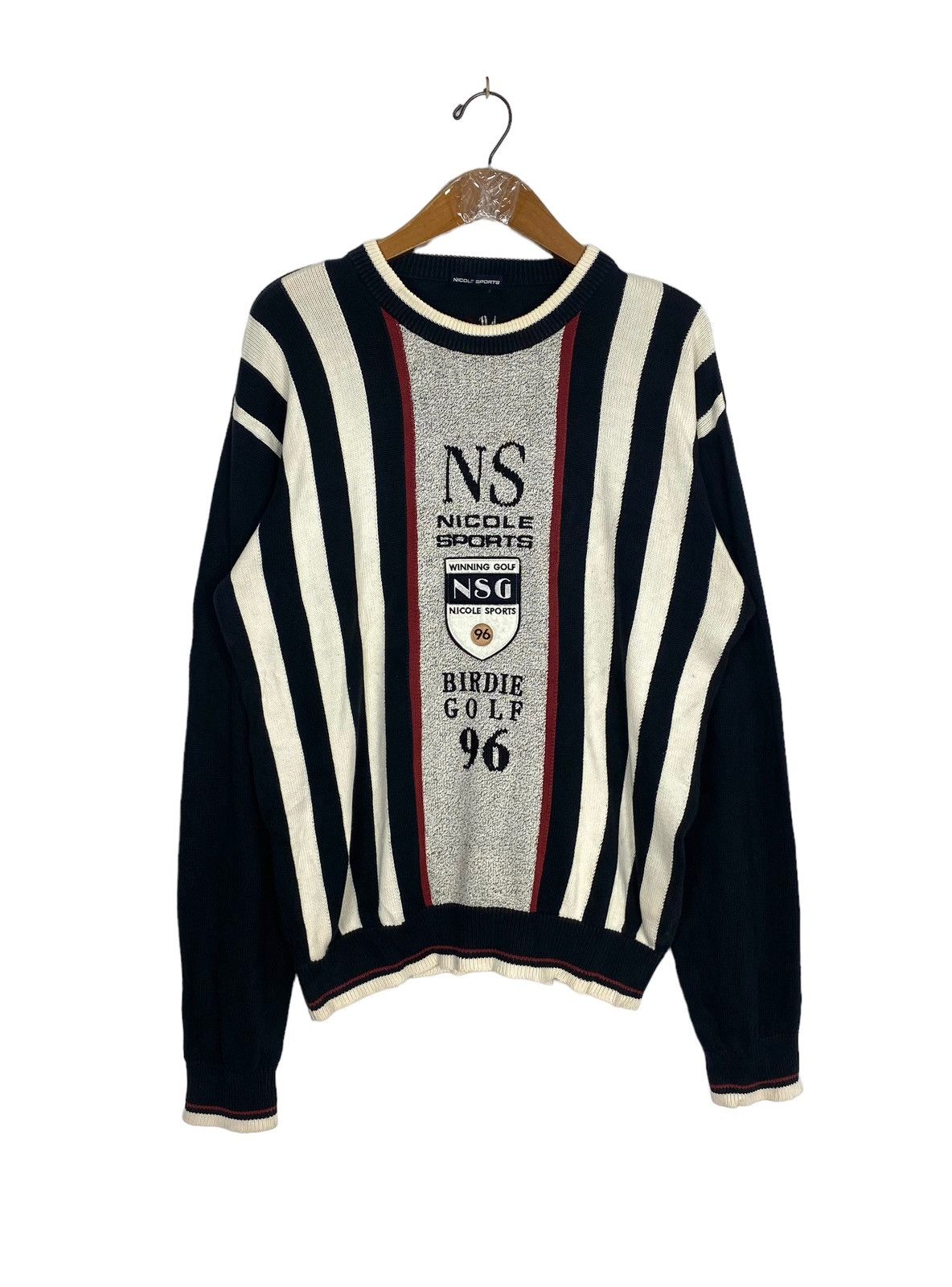 Japanese Brand Nicole Sport Golf Stripe Big Logo Sweatshirt Made Japan Size US M / EU 48-50 / 2 - 1 Thumbnail