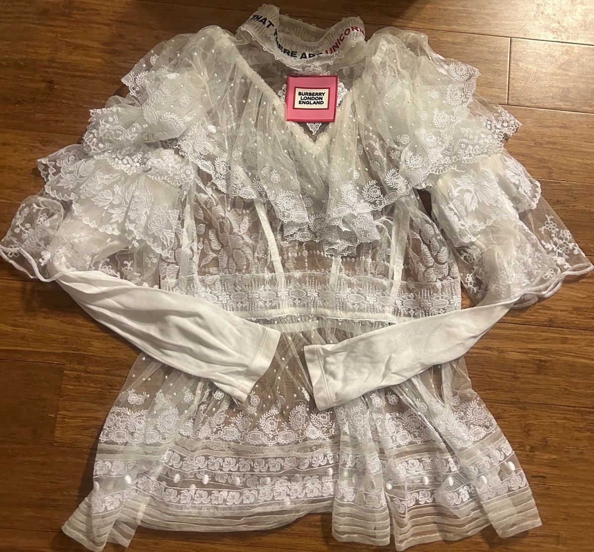 Burberry BURBERRY Ruffled embroidered Swiss-dot tulle blouse Size S / US 4 / IT 40 - 8 Thumbnail
