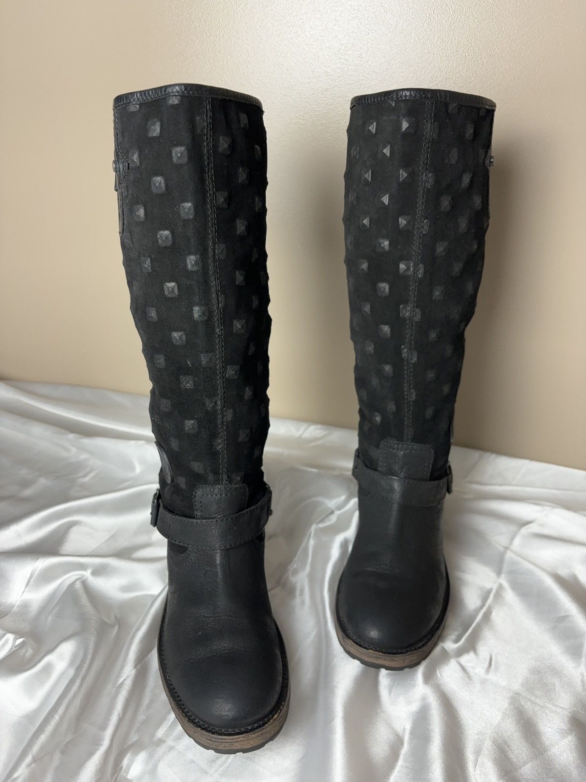 Vintage Leather Pataugas moto biker vintage high boots as 98 style Size US 7 / IT 37 - 9 Thumbnail