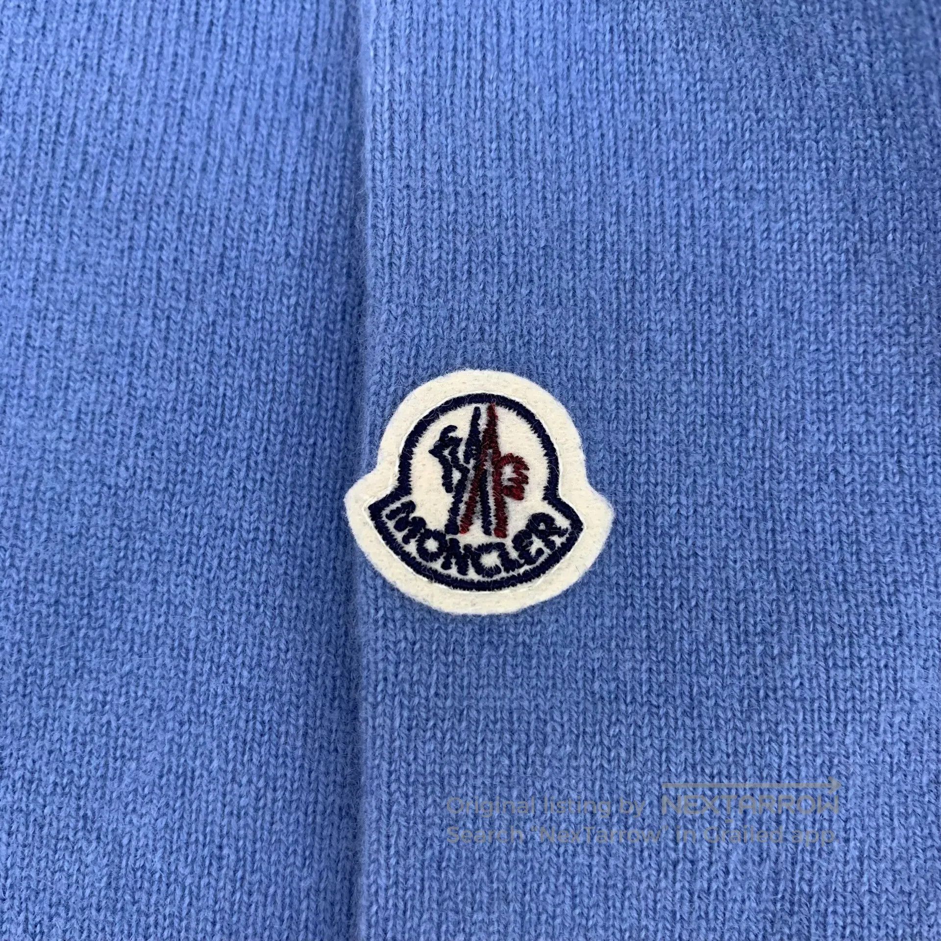 Moncler Moncler Blue Logo Patch Wool Round Neck Short Sleeve T-Shi Size US S / EU 44-46 / 1 - 5 Thumbnail