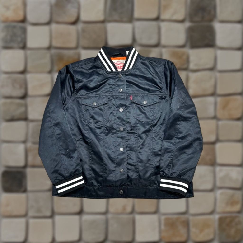 Levi's Levi's Trucker Bomber Jacket Womens 1X Satin Black Logo Vintage No Size XL / US 12-14 / IT 48-50 - 1 Thumbnail