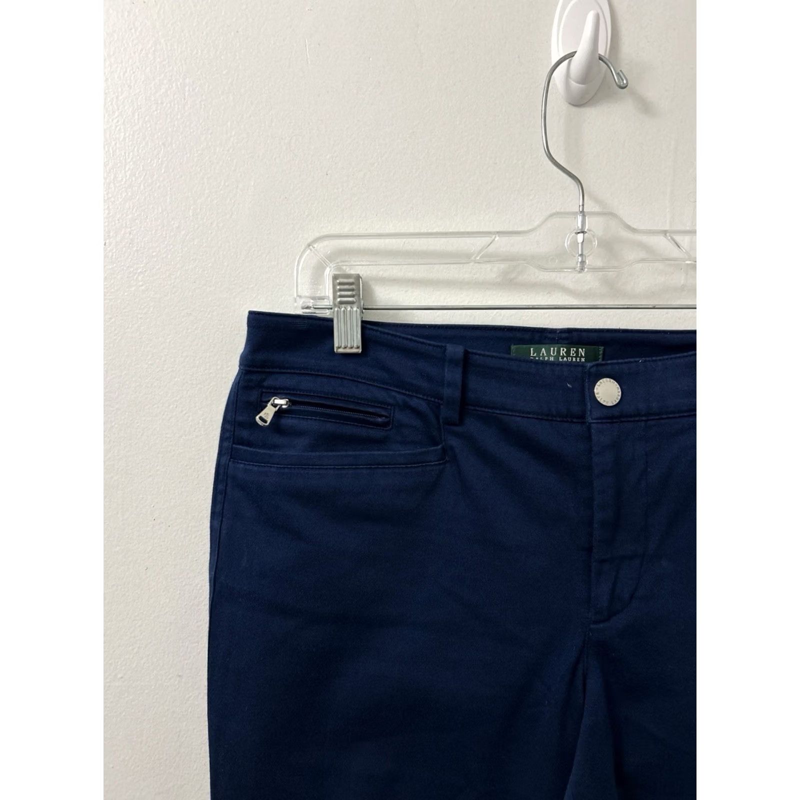 Ralph Lauren Lauren Ralph Lauren Pants Womens 6 Blue Cotton Spandex Twill Pockets Zipper Logo Straight Chino Casual Workwear Mens? Size 28" / US 6 / IT 42 - 4 Thumbnail