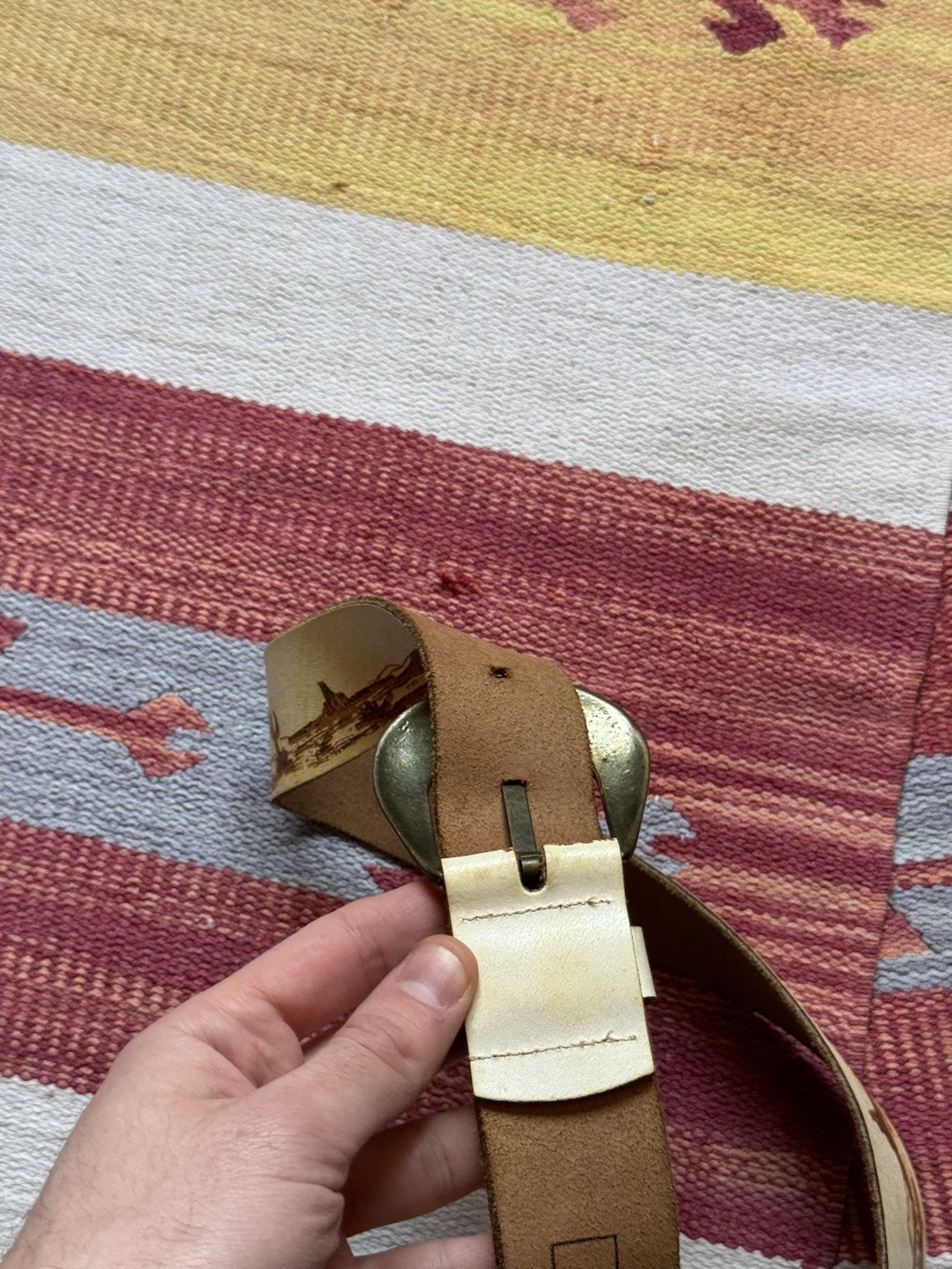 Genuine Leather Vintage Women’s y2k Genuine Leather USA Texas Cactus Belt Size ONE SIZE - 6 Thumbnail