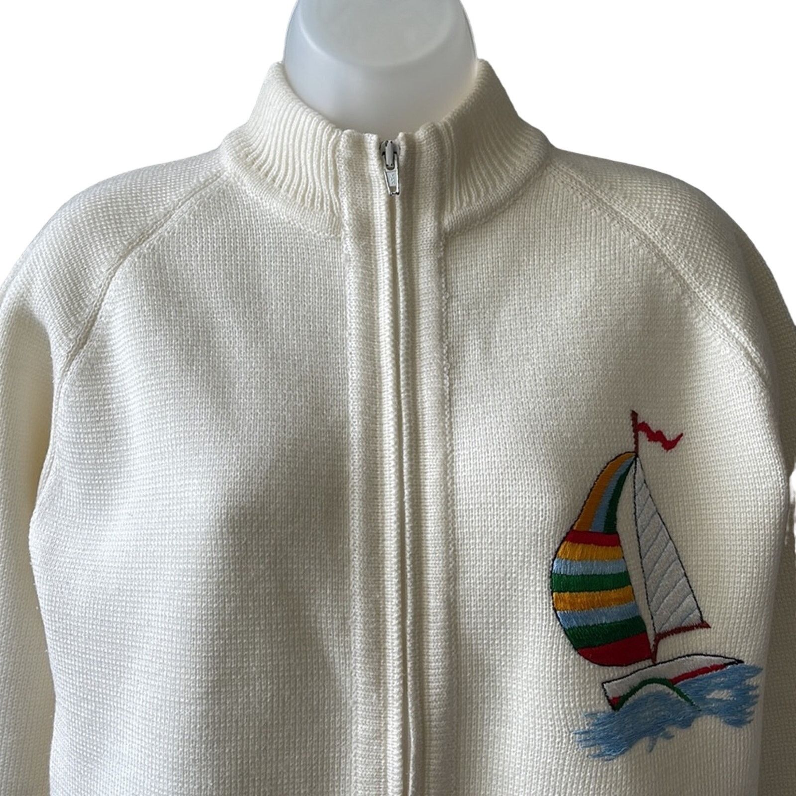Vintage VINTAGE 60s LeRoy Knitwear Nautical Zipped Cardigan Size Med Size M / US 6-8 / IT 42-44 - 5 Thumbnail