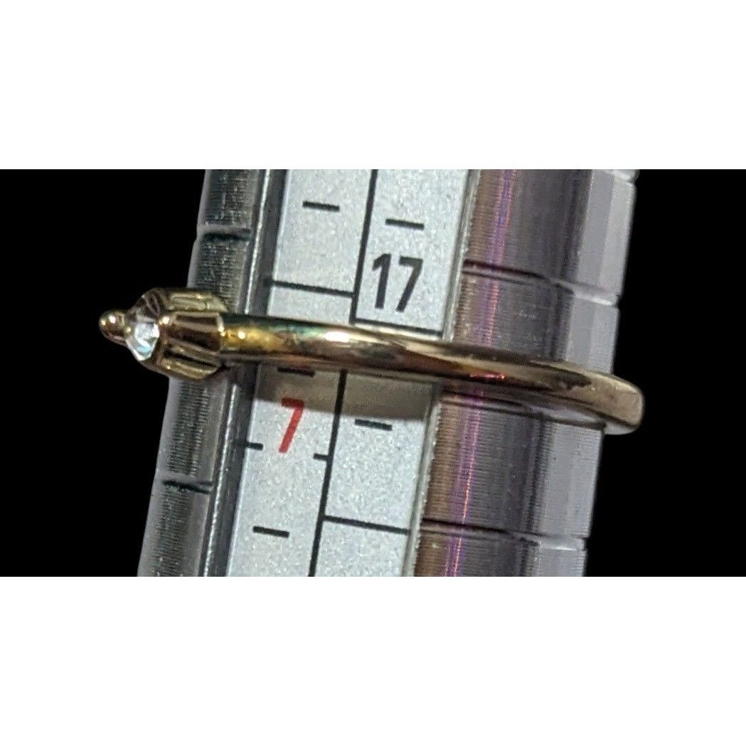 Other Minimalist Gold Tone Clear Single Gemmed Ring Size 6 3/4 Size ONE SIZE - 3 Thumbnail