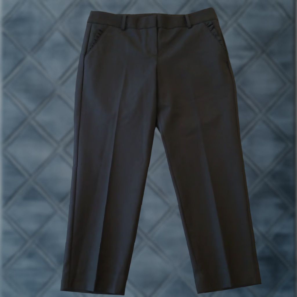 Talbots Talbots Petites Dress Pants Womens Size 10P Black 33x24 Mid Rise Ruffle Accent Pants Dress Pants Ladies Womens Size 32" / US 10 / IT 46 - 1 Thumbnail