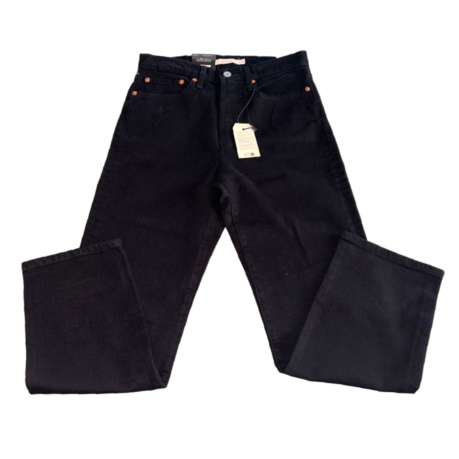 LEVI'S Premium Button Fly Wedgie Straight Leg Jeans Black 27x26 Womens NWT