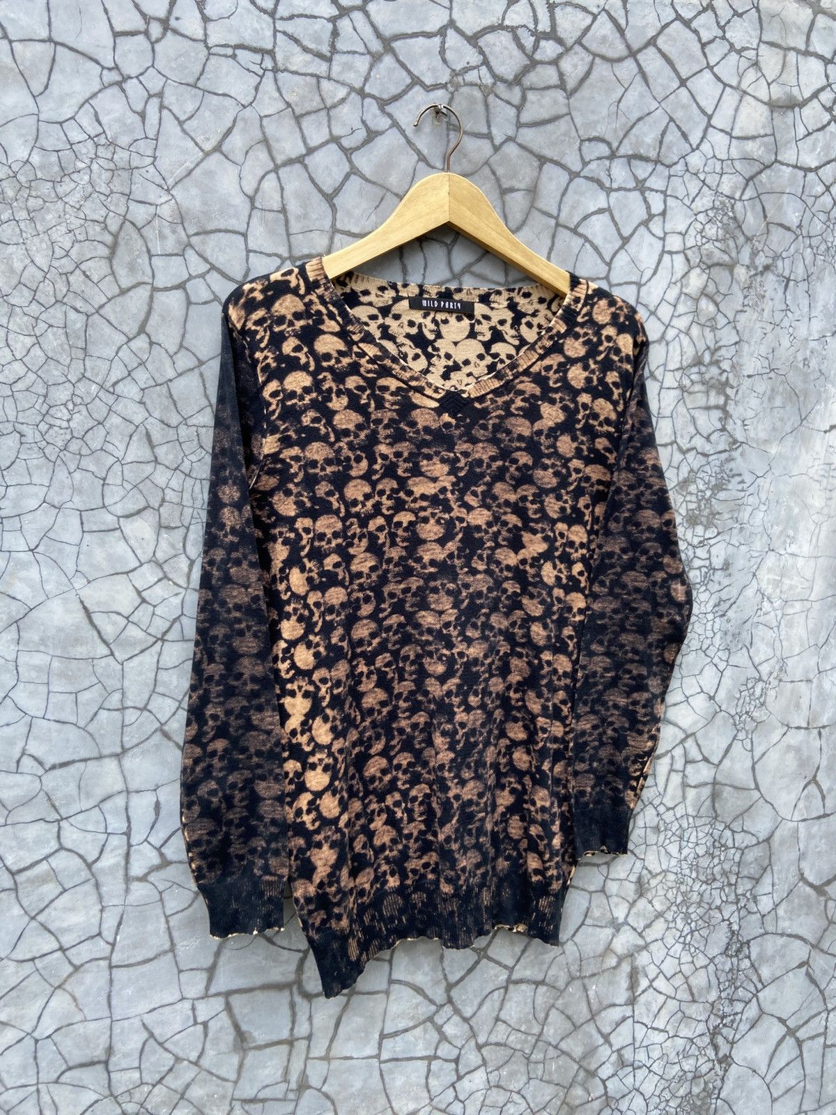 Japanese Brand Y2K Gothic Wild Party Japan Jacquard Skull Longsleeve Size US M / EU 48-50 / 2 - 5 Thumbnail