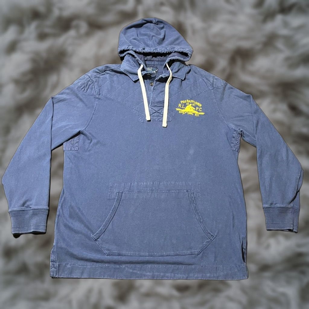 VINTAGE Polo Ralph Lauren Hoodie Men Large Blue 80s Polo Bear