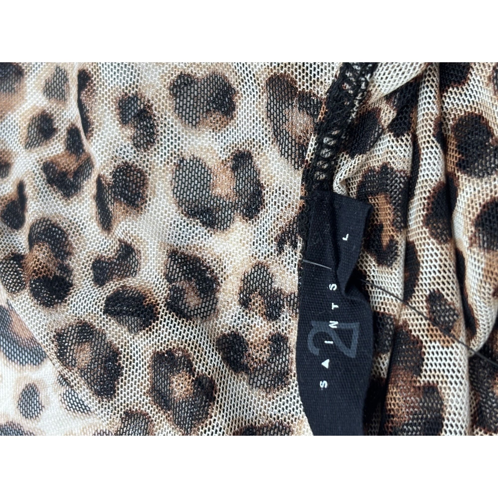 Other 21 Saints Leopard Print Sheer Mesh Bodysuit, Brown, Sz. L Size L / US 10 / IT 46 - 6 Thumbnail