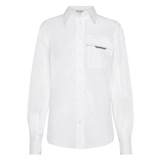 Brunello Cucinelli BRUNELLO CUCINELLI Women Shirts M0091MY516 C159 WHITE Size M / US 6-8 / IT 42-44 - 1 Thumbnail