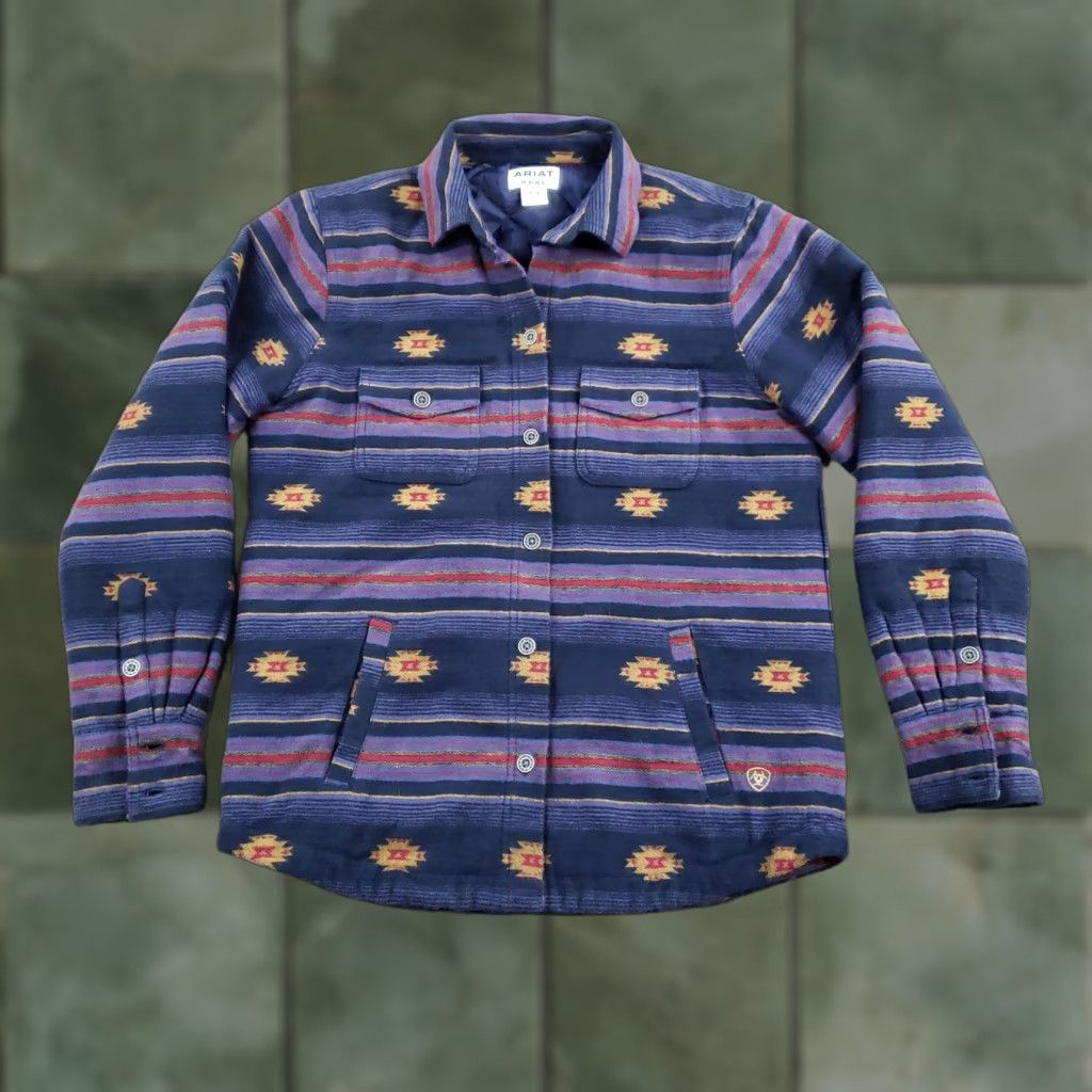 Ariat Ariat REAL Jacket Womens Medium Blue Aztec Western Quilted Shirt Lined Size M / US 6-8 / IT 42-44 - 1 Thumbnail