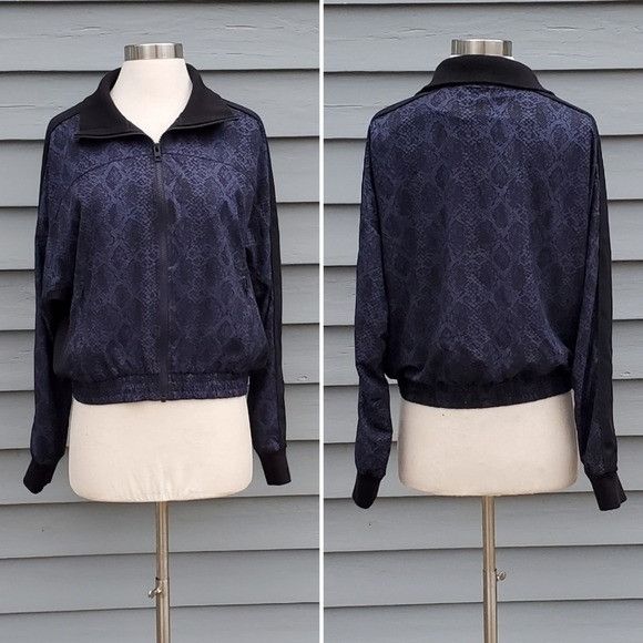 Athleta Athleta Brooklyn Snake Python Print Blue Black Track Bomber Size S / US 4 / IT 40 - 8 Thumbnail