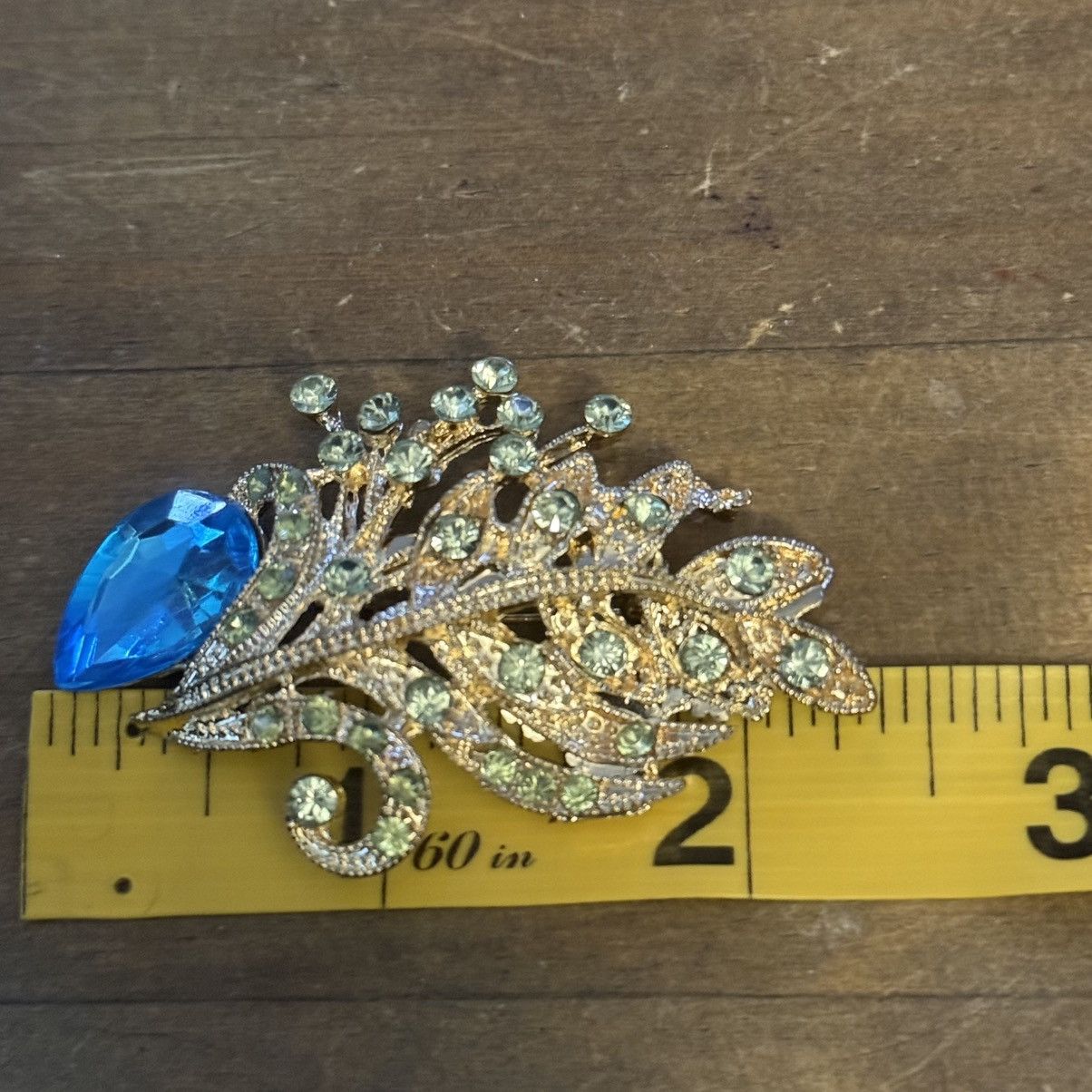 Vintage Vintage gold tone rhinestone peacock feather brooch Size ONE SIZE - 2 Thumbnail