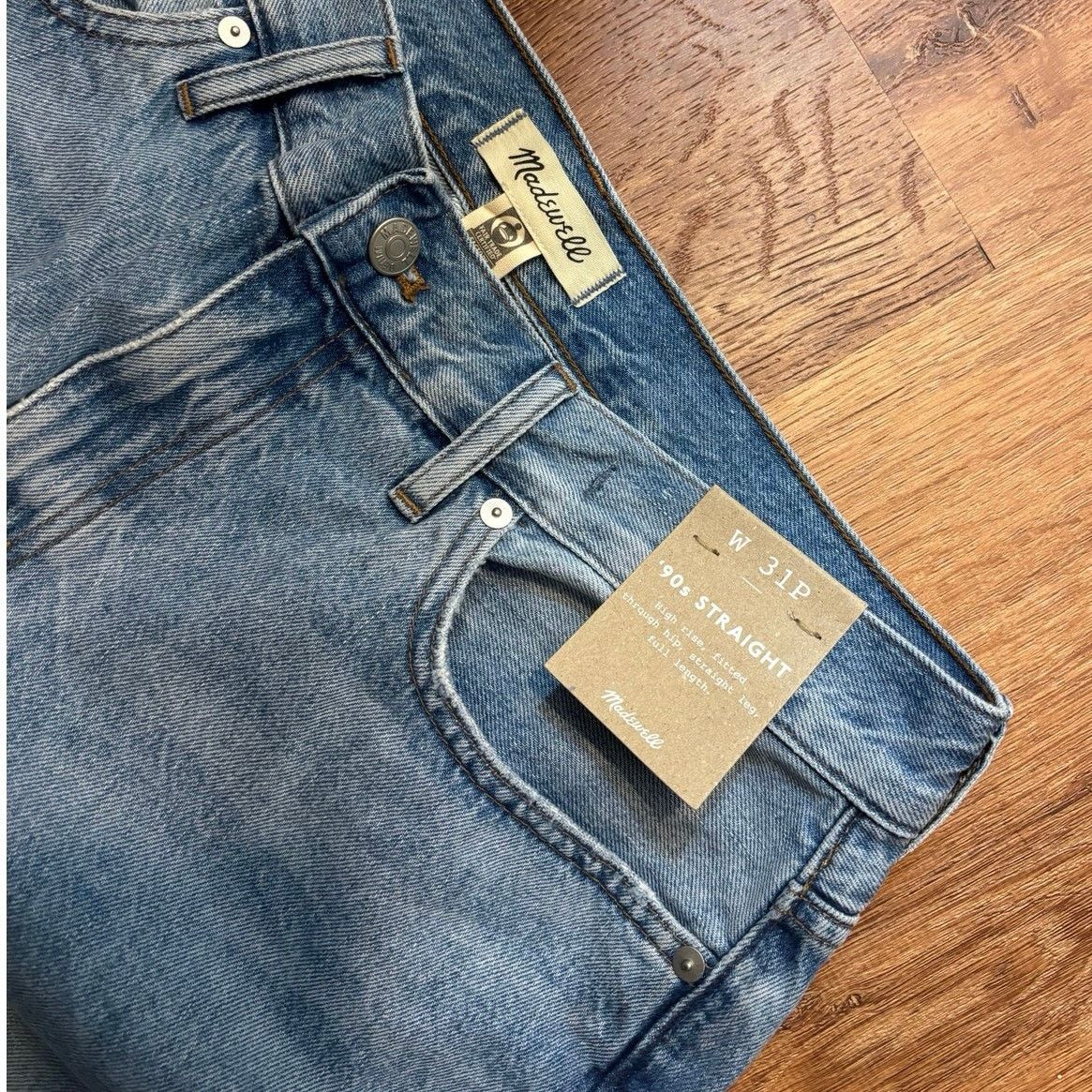 Madewell NWT Madewell The Petite '90s Straight Jean Revoir Wash 31P Size 31" - 6 Thumbnail