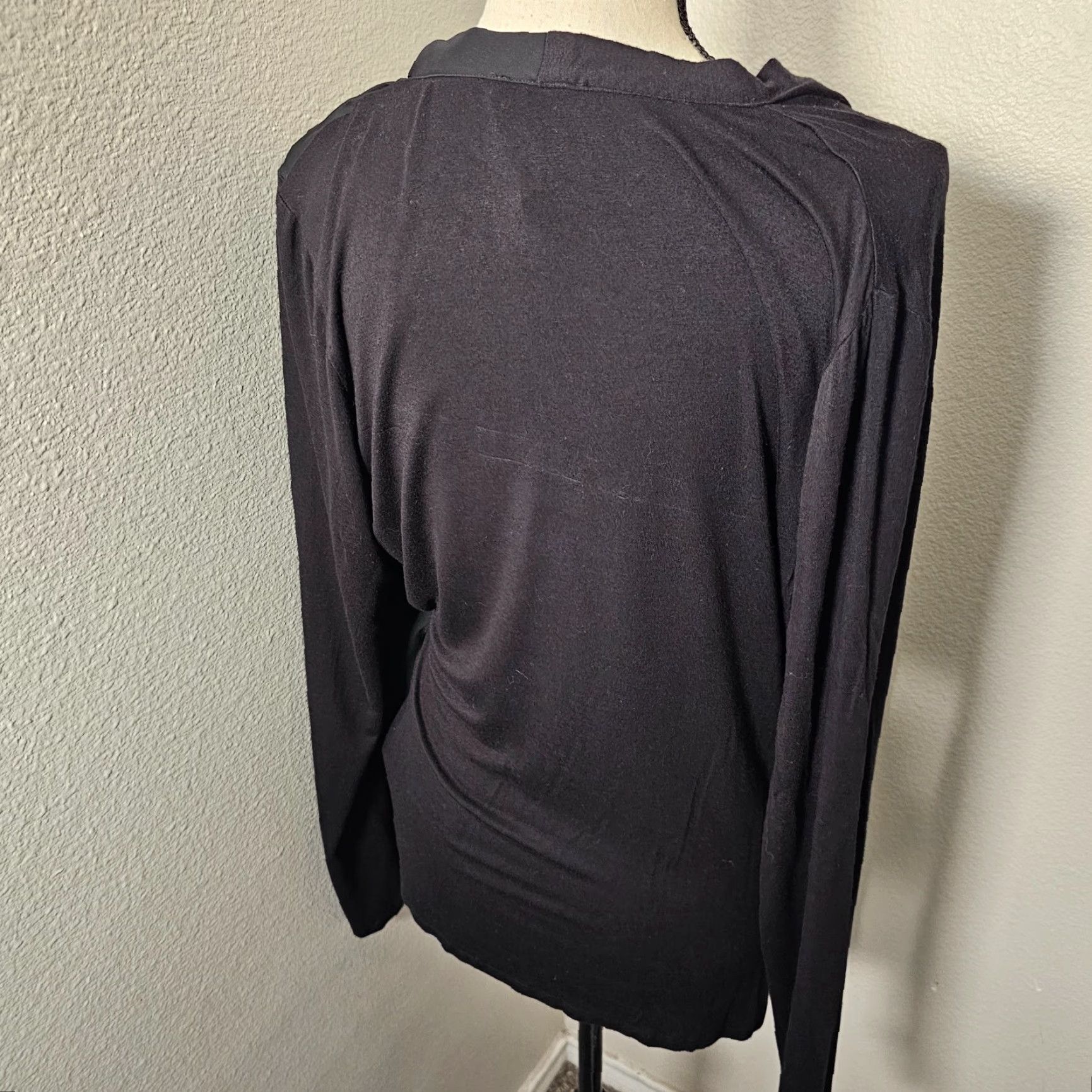 Vintage Laundry by Shelli Segal Blouse Long Sleeve V-Neck Black M Women's Stretch Polyester Spandex Vintage No Size M / US 6-8 / IT 42-44 - 4 Thumbnail