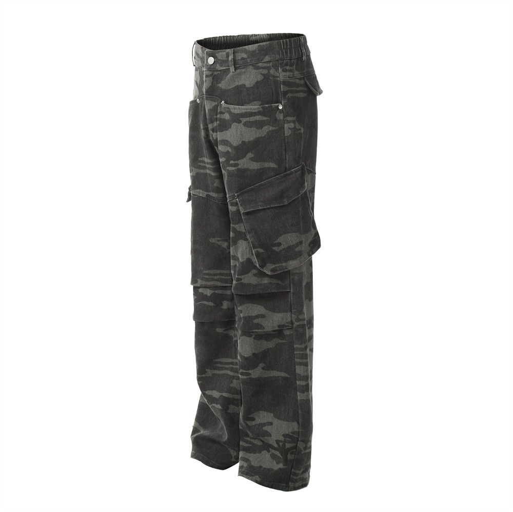 Japanese Brand Men's punk outdoor multi-pocket camouflage cargo jeans y2k Size US 32 / EU 48 - 2 Thumbnail