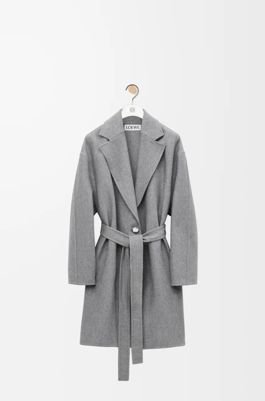 Loewe o1loc1c0525 Pebble Coat In Wool in Light Grey Size XS / US 0-2 / IT 36-38 - 1 Thumbnail