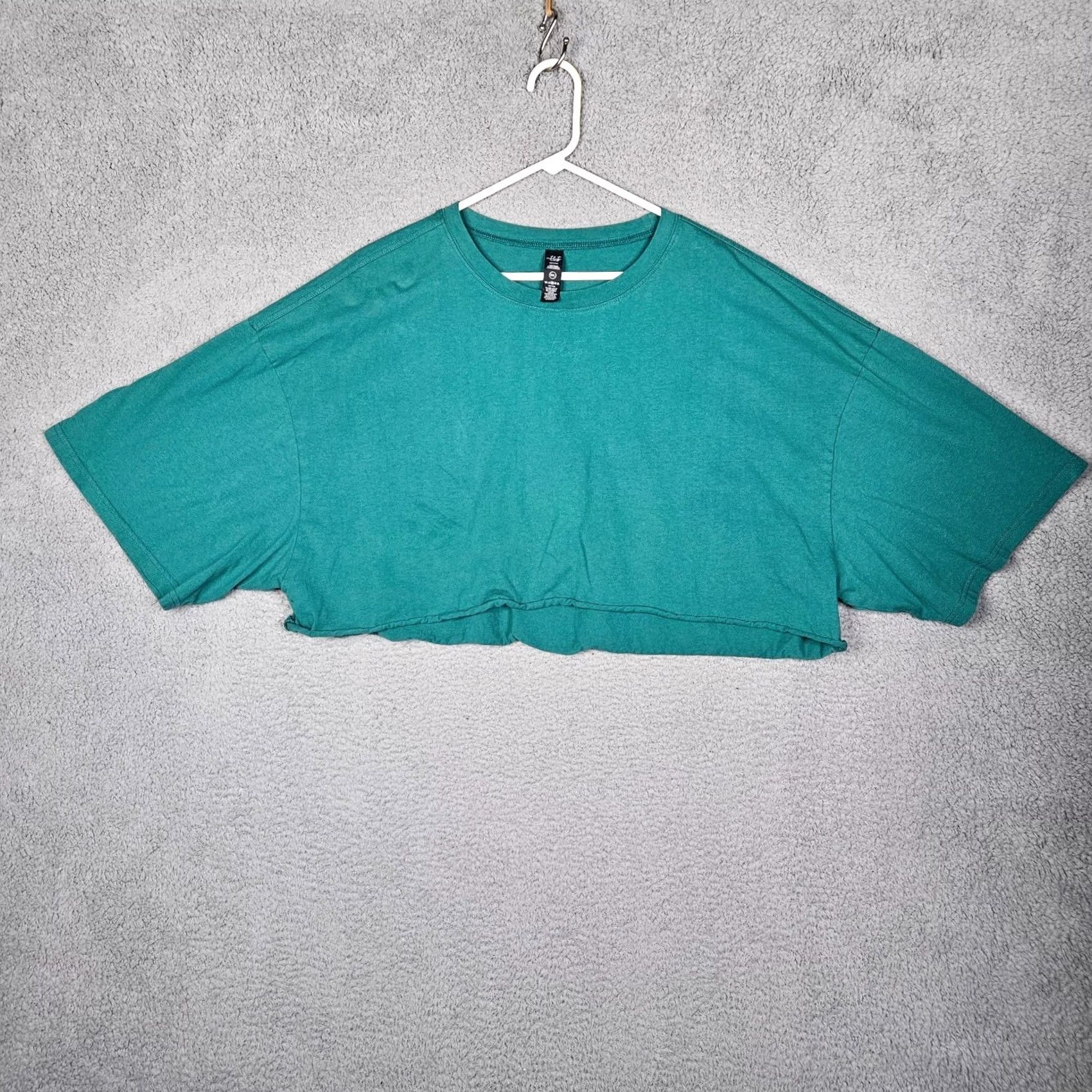 Vintage Vitality Balance Women's Green Cropped Top Short Sleeve Crew Neck XXL Regular Top Size XXL / US 16-18 / IT 52-54 - 2 Thumbnail