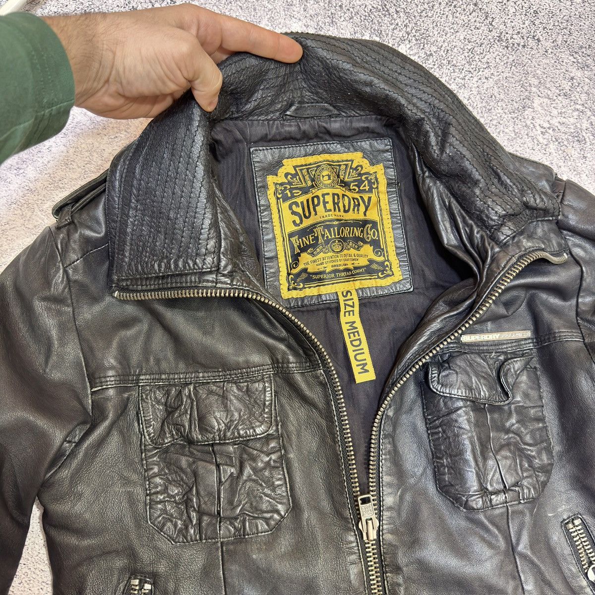 Genuine Leather × Superdry Superdry Black Genuine Leather Jacket M size Size US M / EU 48-50 / 2 - 6 Thumbnail