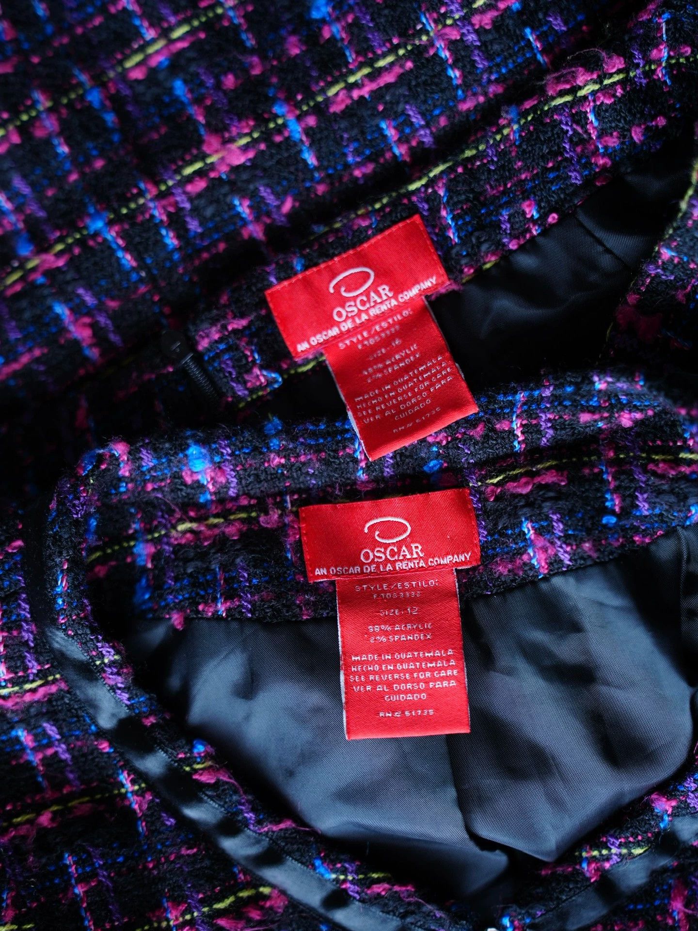 Oscar De La Renta Oscar de la renta Vntg Purple Tweed Skirt Suit 12 Size XL / US 12-14 / IT 48-50 - 7 Thumbnail