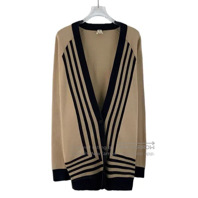 Hermes Hermes Brown striped long-sleeved open-front silk cardigan Size M / US 6-8 / IT 42-44 - 1 Thumbnail