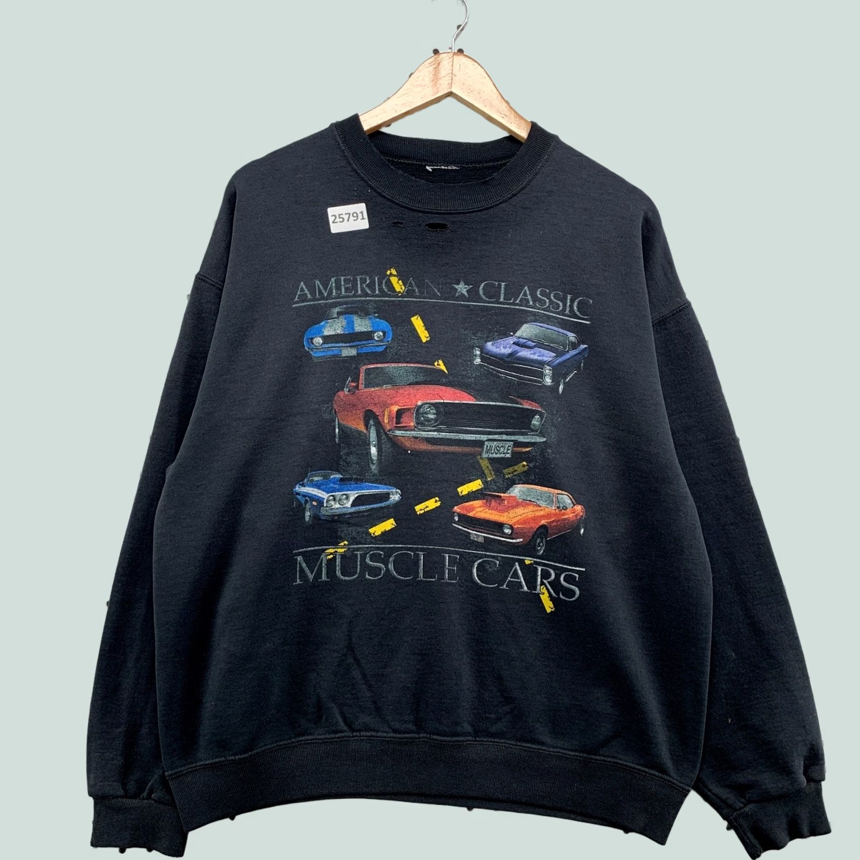 Vintage VINTAGE American Classic Muscle Cars Crewneck Sweatshirt Black Adult L 90s Cars Mens Size US L / EU 52-54 / 3 - 1 Thumbnail